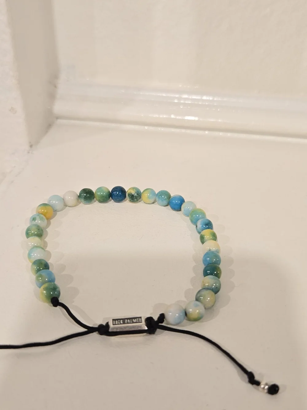 Brand New Buck Palmer Adjustable Beaded Natural Turquoise Stones Men's Bracelet